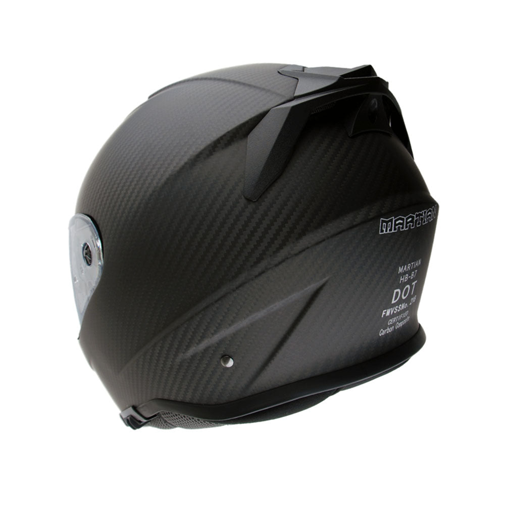 Martian Genuine Real Carbon Fiber Motorcycle Dual Visor Full Face Helmet + Motorcycle Bluetooth Headset: HB-BNF-B7 Matt Carbon Black
