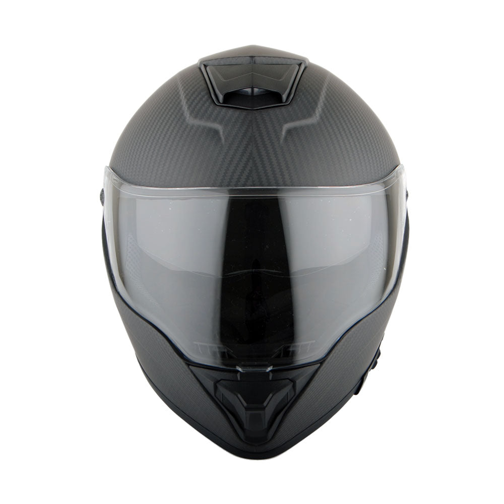 Martian Genuine Real Carbon Fiber Motorcycle Dual Visor Full Face Helmet HB-BNF-B7 Matt Carbon Black, DOT Approved