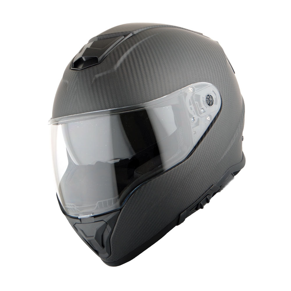 Martian Genuine Real Carbon Fiber Motorcycle Dual Visor Full Face Helmet + Motorcycle Bluetooth Headset: HB-BNF-B7 Matt Carbon Black
