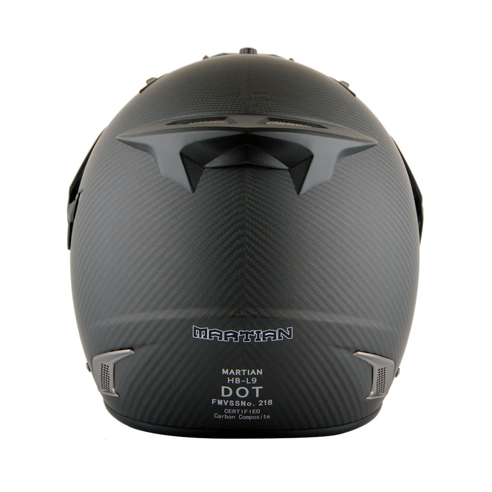 Martian Genuine Real Carbon Fiber Motorcycle Modular Flip up Full Face Helmet HB-BXN-L9 Matt Carbon Black, DOT Approved