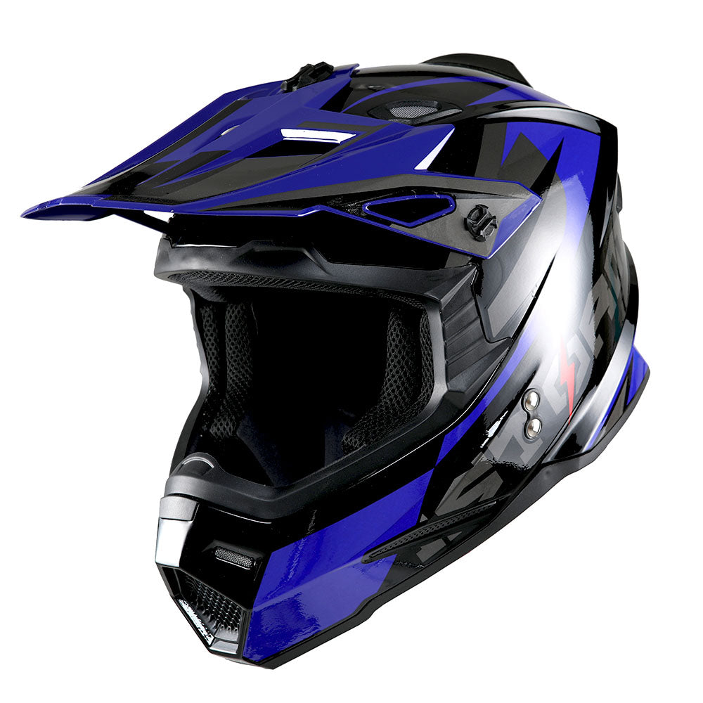 1Storm Youth Motocross Helmet BMX MX Bike Helmet Teenager Racing Style + MX Goggles + MX Skeleton Gloves Bundle: HF801Youth