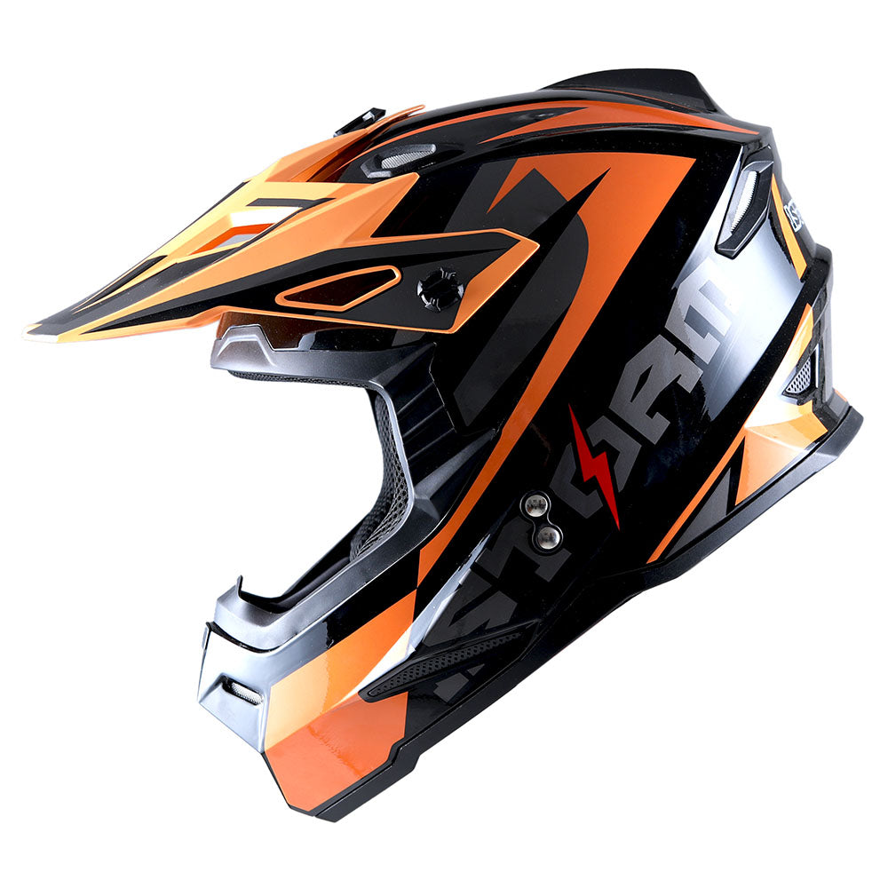 1Storm Youth Motocross Helmet BMX MX Bike Helmet Teenager Racing Style + MX Goggles + MX Skeleton Gloves Bundle: HF801Youth