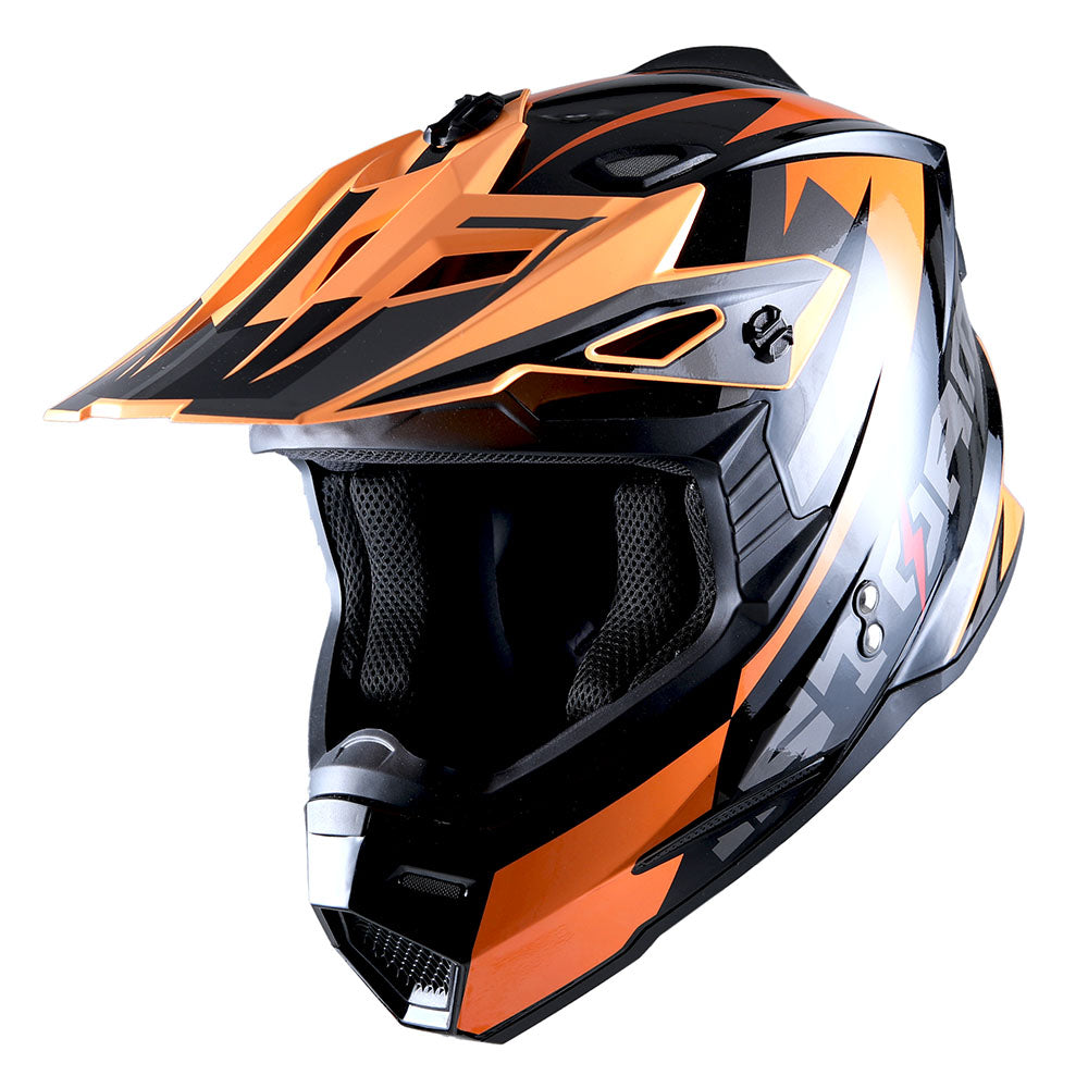 1Storm Youth Motocross Helmet BMX MX Bike Helmet Teenager Racing Style + MX Goggles + MX Skeleton Gloves Bundle: HF801Youth