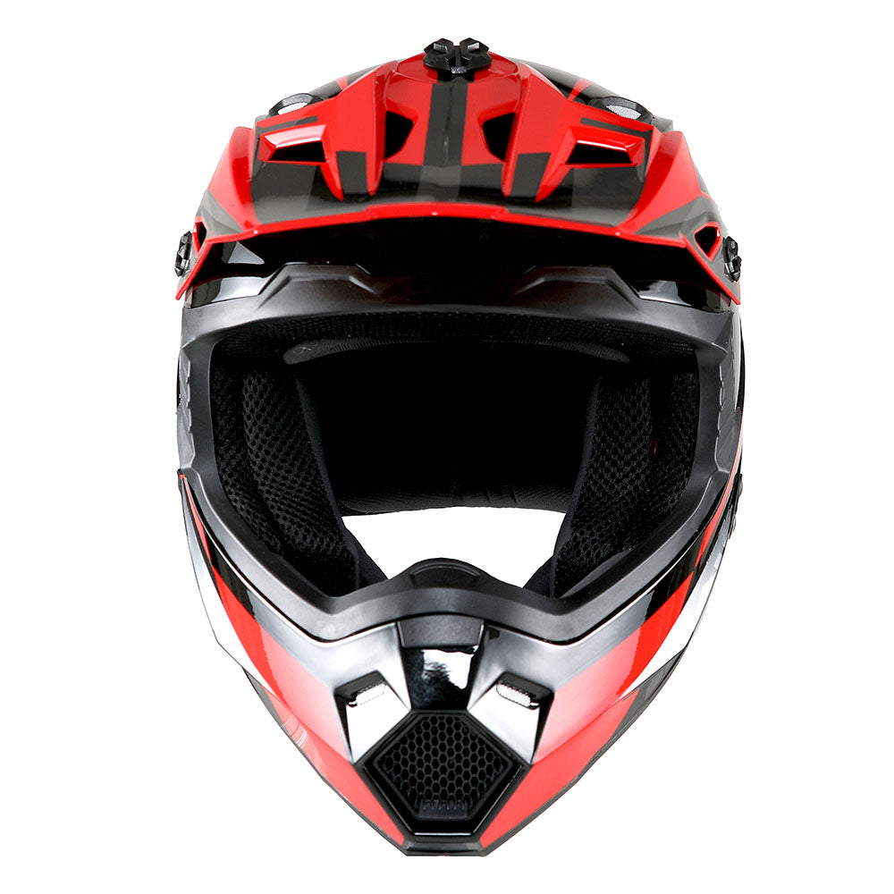 1Storm Youth Motocross Helmet BMX MX Bike Helmet Teenager Racing Style + MX Goggles + MX Skeleton Gloves Bundle: HF801Youth