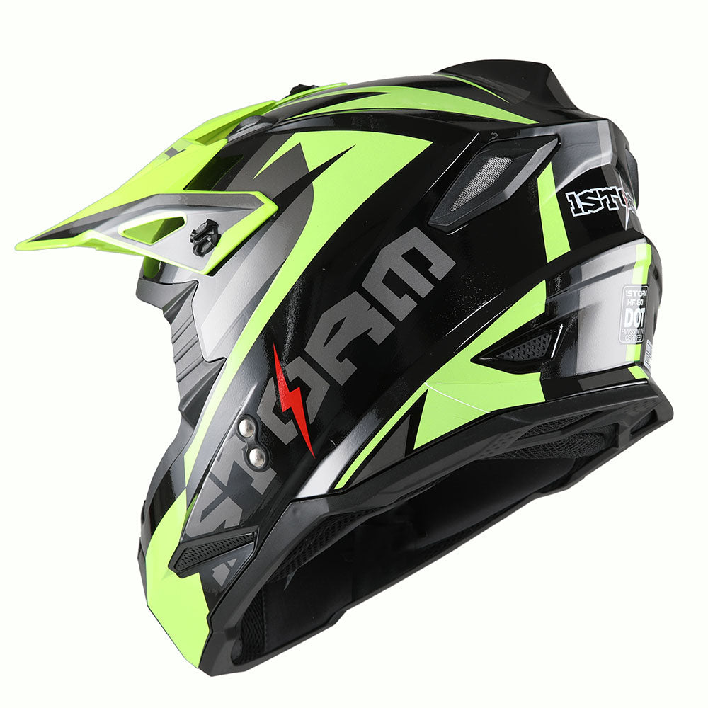 1Storm Youth Motocross Helmet BMX MX Bike Helmet Teenager Racing Style + MX Goggles + MX Skeleton Gloves Bundle: HF801Youth