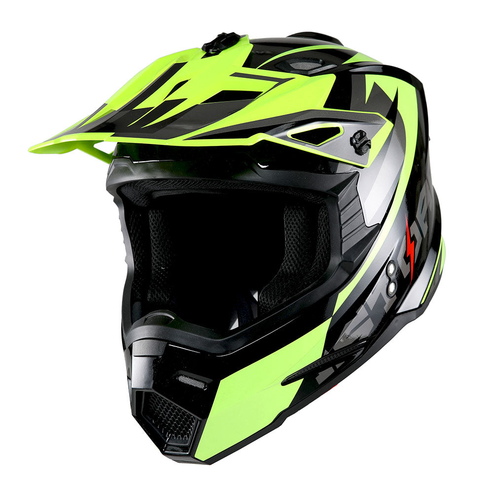 1Storm Youth Motocross Helmet BMX MX Bike Helmet Teenager Racing Style + MX Goggles + MX Skeleton Gloves Bundle: HF801Youth