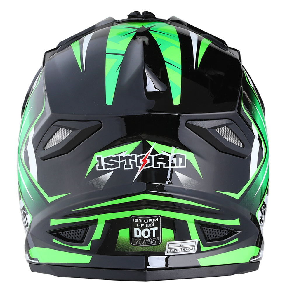 1Storm Adult Motocross Helmet BMX MX ATV Dirt Bike Helmet Racing Style HF801 + Motorcycle Bluetooth Headset