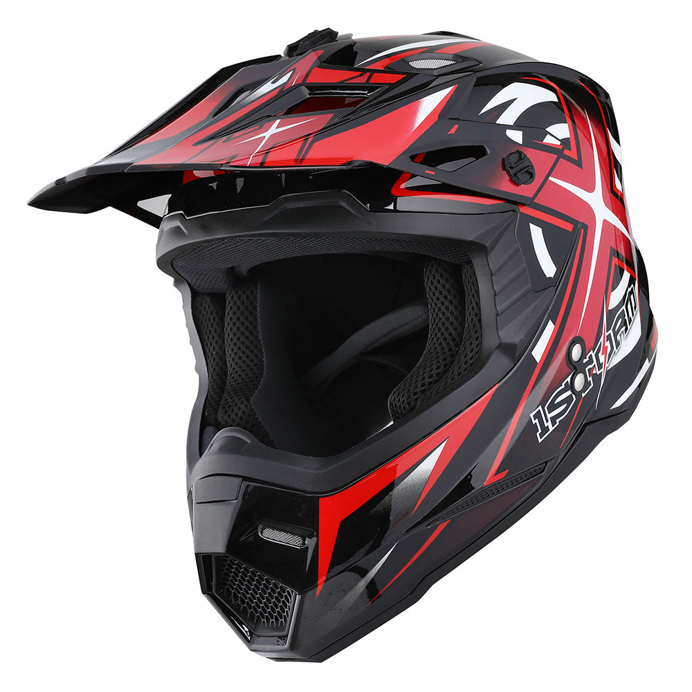 1Storm Adult Motocross Helmet BMX MX ATV Dirt Bike Helmet Racing Style HF801 + Motorcycle Bluetooth Headset