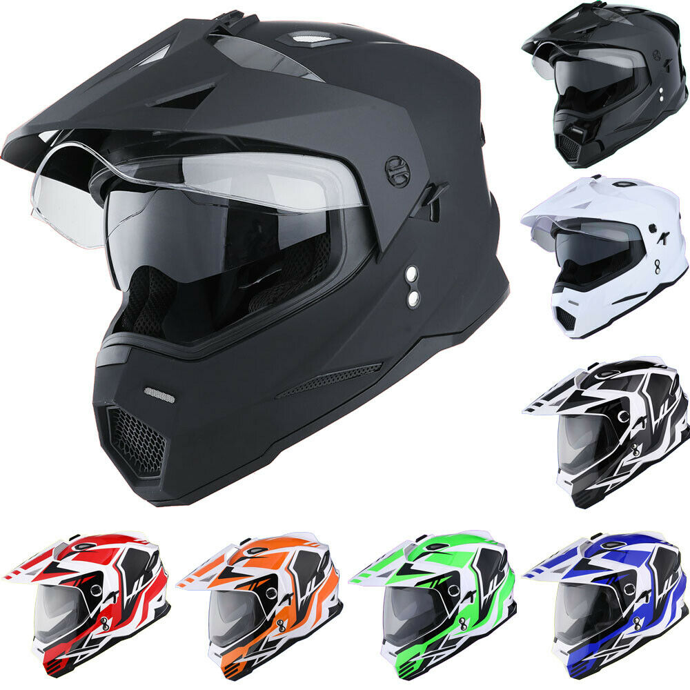 1Storm Motorcycle Full Face Helmet Open Face Knight Classical (Detachable  Face Mask): HKY861