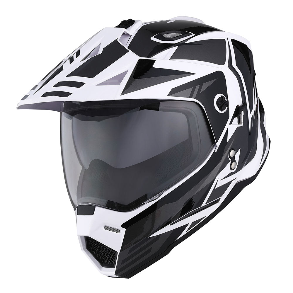 1Storm Dual Sport Motorcycle Motocross Off Road Full Face Helmet Dual Visor HF802 + Motorcycle Bluetooth Headset