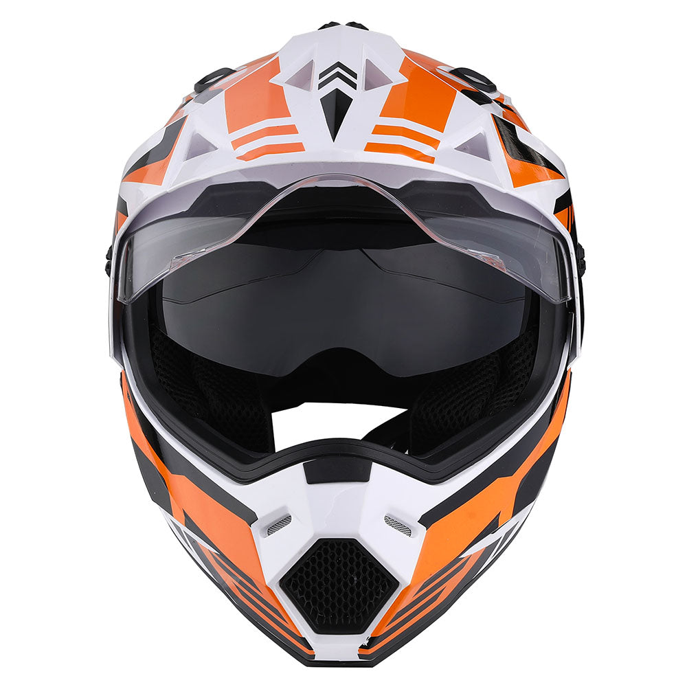1Storm Dual Sport Motorcycle Motocross Off Road Full Face Helmet Dual Visor HF802 + Motorcycle Bluetooth Headset