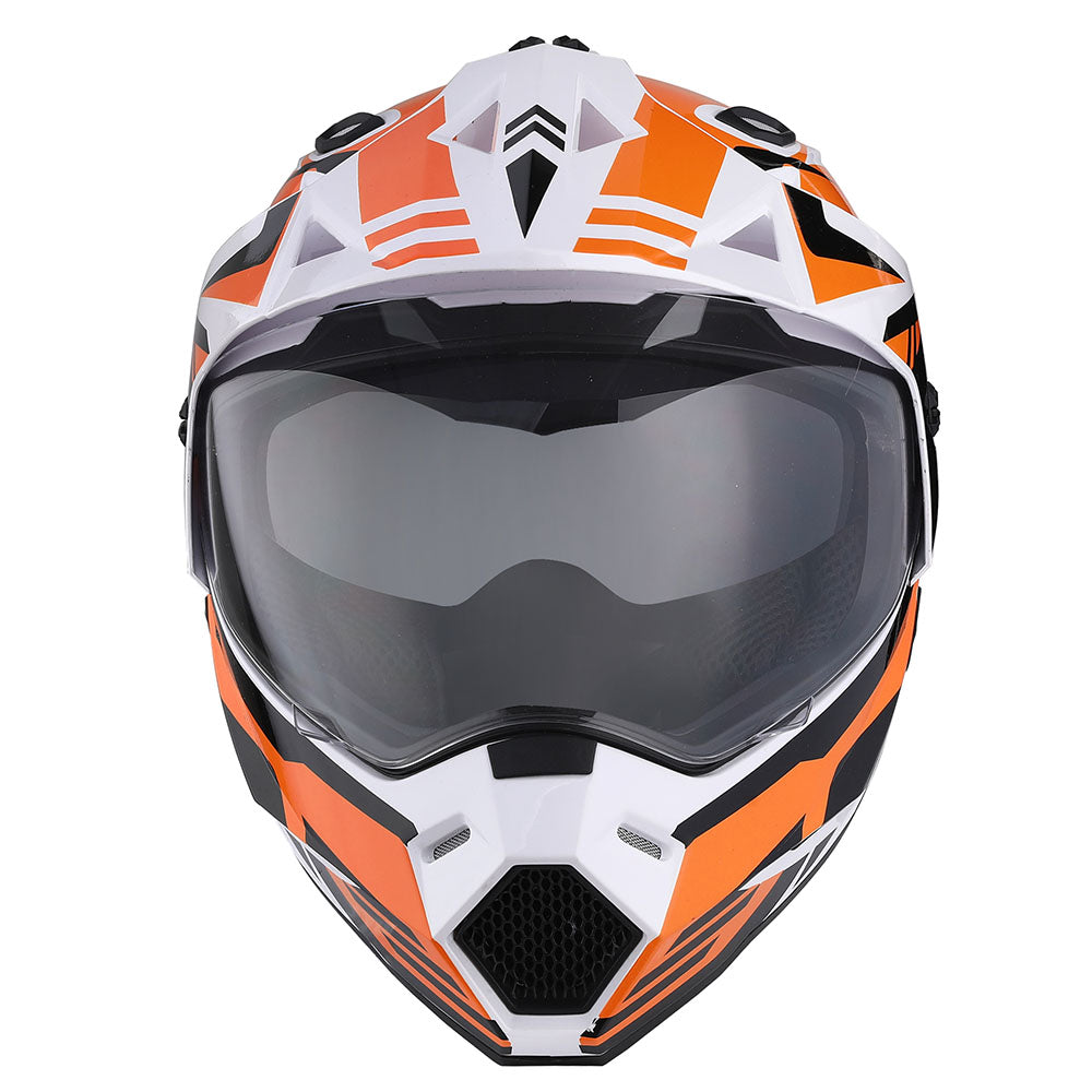 1Storm Dual Sport Motorcycle Motocross Off Road Full Face Helmet Dual Visor HF802 + Motorcycle Bluetooth Headset