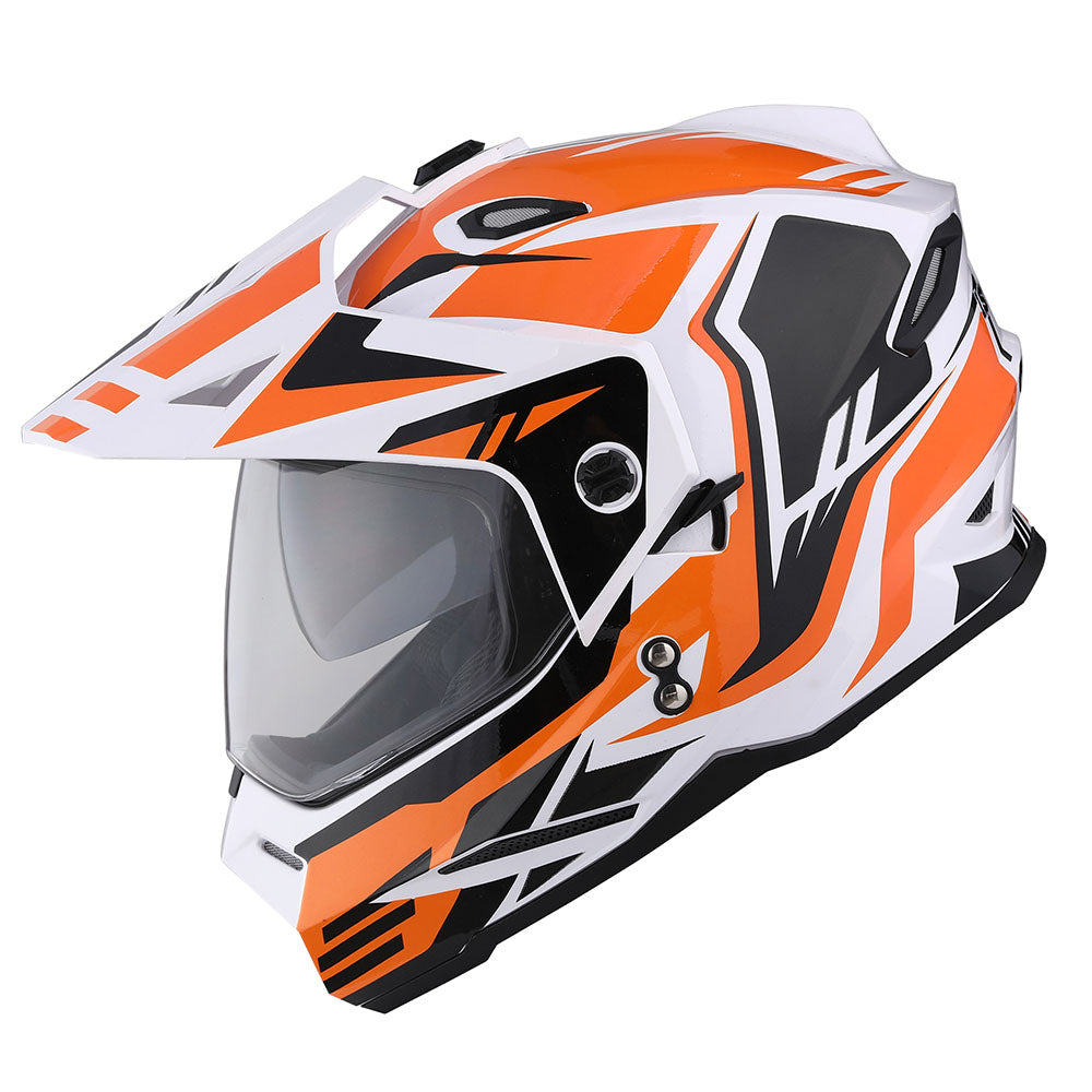 1Storm Dual Sport Motorcycle Motocross Off Road Full Face Helmet Dual Visor HF802 + Motorcycle Bluetooth Headset