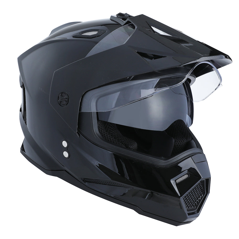 1Storm Dual Sport Motorcycle Motocross Off Road Full Face Helmet Dual Visor HF802 + Motorcycle Bluetooth Headset