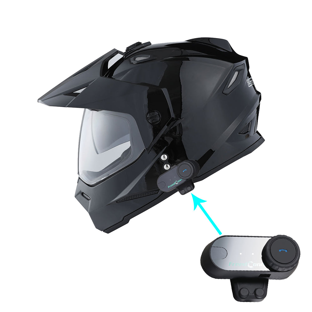 1Storm Dual Sport Motorcycle Motocross Off Road Full Face Helmet Dual Visor HF802 + Motorcycle Bluetooth Headset