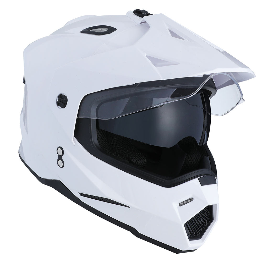 1Storm Dual Sport Motorcycle Motocross Off Road Full Face Helmet Dual Visor HF802 + Motorcycle Bluetooth Headset