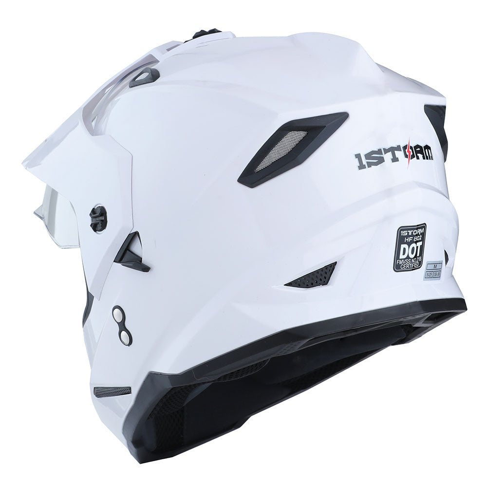 1Storm Dual Sport Motorcycle Motocross Off Road Full Face Helmet Dual Visor HF802 + Motorcycle Bluetooth Headset