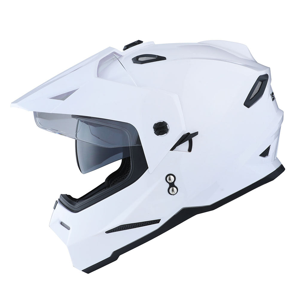 1Storm Dual Sport Motorcycle Motocross Off Road Full Face Helmet Dual Visor HF802 + Motorcycle Bluetooth Headset