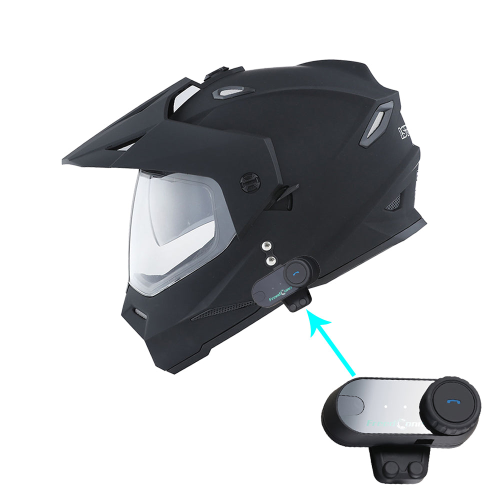 1Storm Dual Sport Motorcycle Motocross Off Road Full Face Helmet Dual Visor HF802 + Motorcycle Bluetooth Headset Z Bluetooth Matt Black / XL(59-60 cm 1Storm Dual Sport Motorcycle Motocross Off Road Full Face Helmet Dual Visor HF802 + Motorcycle Bluetooth Headset Z Bluetooth Matt Black / XL(59-60 cm