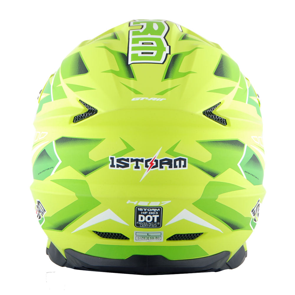 1Storm Motocross Adult Helmet Downhill Mountain Bike Helmet BMX MX ATV Dirt Bike Storm Style HF803 + Goggles + Skeleton Glove Bundle