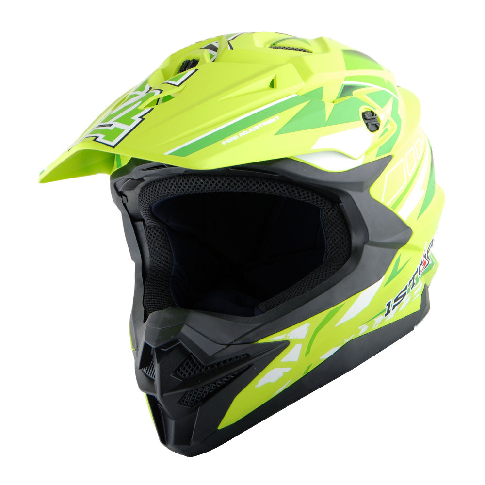 1Storm Motocross Adult Helmet Downhill Mountain Bike Helmet BMX MX ATV Dirt Bike Storm Style HF803 + Goggles + Skeleton Glove Bundle