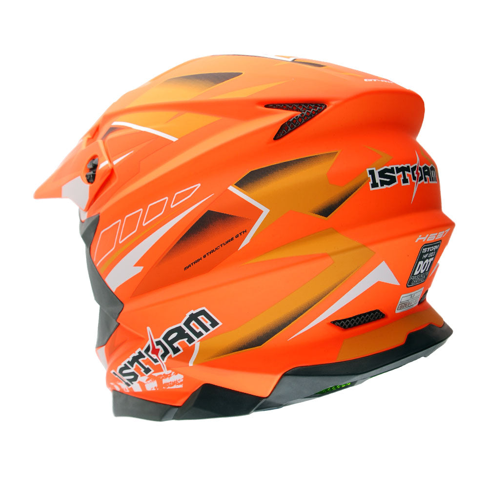 1Storm Motocross Adult Helmet Downhill Mountain Bike Helmet BMX MX ATV Dirt Bike Storm Style HF803 + Goggles + Skeleton Glove Bundle