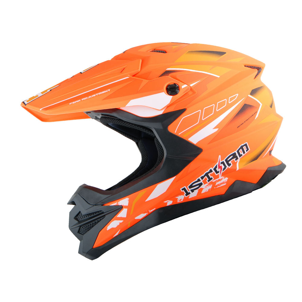 1Storm Motocross Adult Helmet Downhill Mountain Bike Helmet HF803 BMX MX ATV Dirt Bike Storm Style + Motorcycle Bluetooth Headset