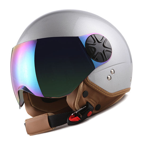 1Storm Motocycle Scooter Bike Open Face/Half Face Helmet Classic: HG252 Glossy Silver / L(59-60 cm 23.2/23.4 Inch ) 1Storm Motocycle Scooter Bike Open Face/Half Face Helmet Classic: HG252 Glossy Silver / L(59-60 cm 23.2/23.4 Inch )