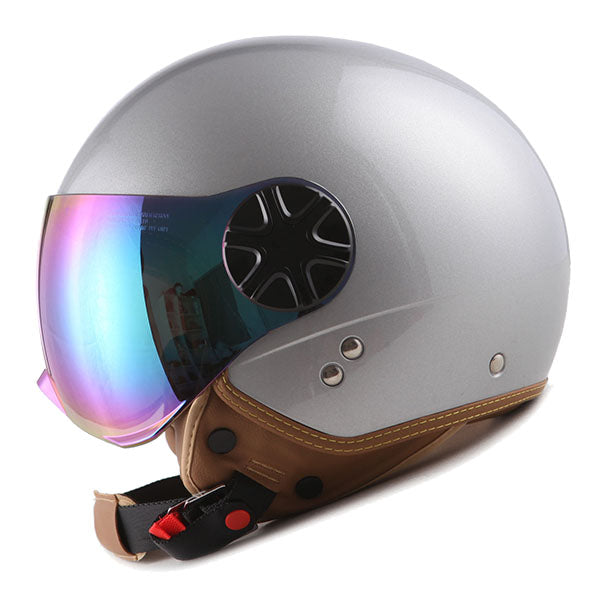 1Storm Motocycle Scooter Bike Open Face/Half Face Helmet Classic: HG252 Glossy Silver / L(59-60 cm 23.2/23.4 Inch ) 1Storm Motocycle Scooter Bike Open Face/Half Face Helmet Classic: HG252 Glossy Silver / L(59-60 cm 23.2/23.4 Inch )