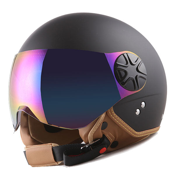 burgundy motorcycle half helmet 1Storm Motocycle Scooter Bike Open Face/Half Face Helmet Classic: HG252 Glossy Silver / L(59-60 cm 23.2/23.4 Inch )