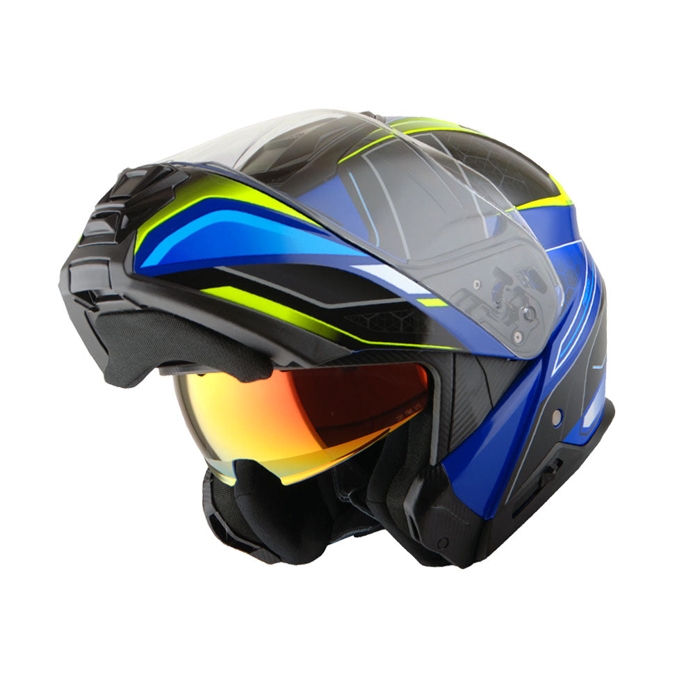 Martian Motorcycle Modular Full Face Helmet Flip up Dual Visor Sun Shield + Motorcycle Bluetooth Headset: HG362