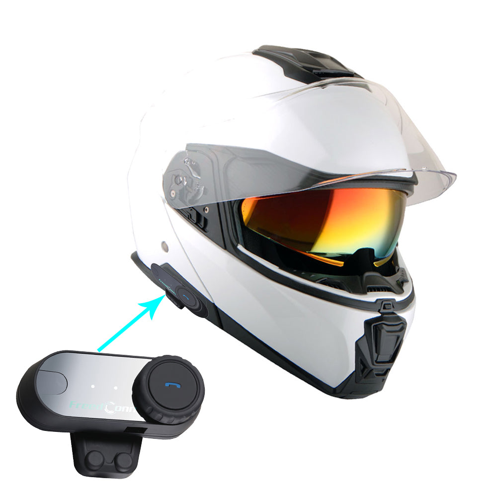 Martian Motorcycle Modular Full Face Helmet Flip up Dual Visor Sun Shield + Motorcycle Bluetooth Headset: HG362