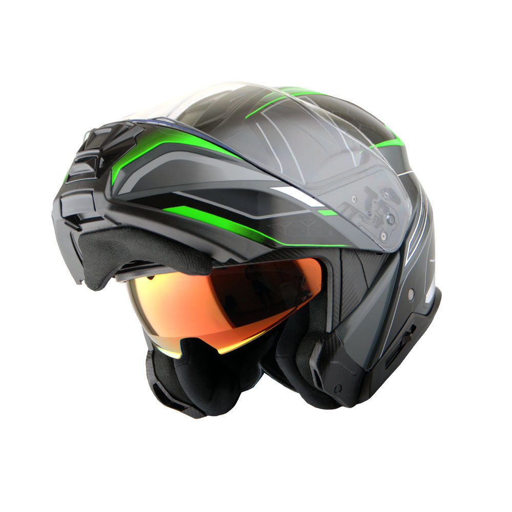 Martian Motorcycle Modular Full Face Helmet Flip up Dual Visor Sun Shield + Motorcycle Bluetooth Headset: HG362