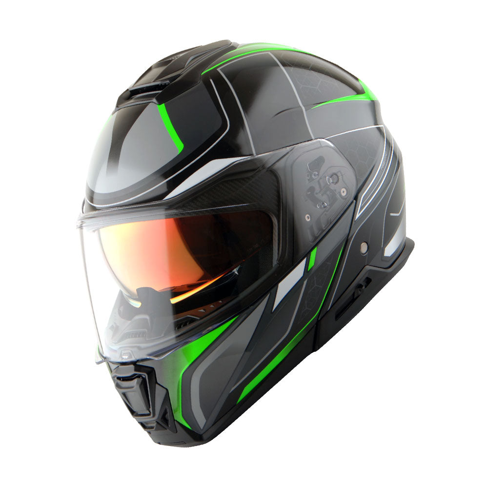 Martian Motorcycle Modular Full Face Helmet Flip up Dual Visor Sun Shield + Motorcycle Bluetooth Headset: HG362