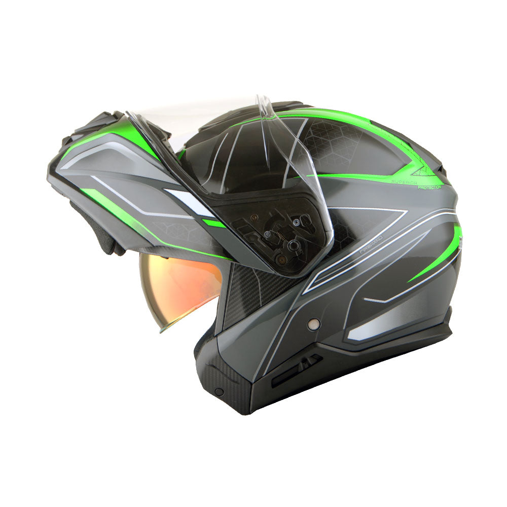 Martian Motorcycle Modular Full Face Helmet Flip up Dual Visor Sun Shield + Motorcycle Bluetooth Headset: HG362
