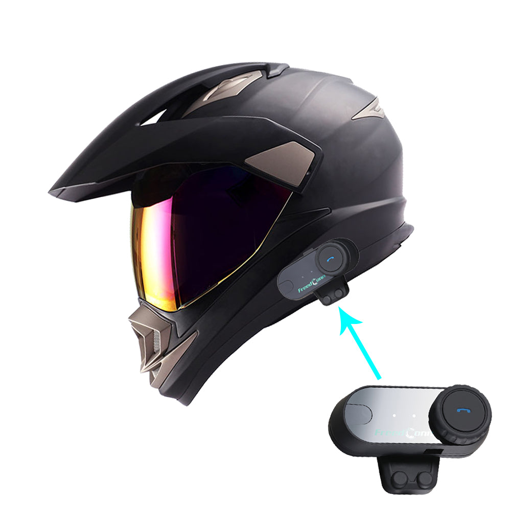 1Storm Dual Sport Helmet Motorcycle HGXP14A Full Face Motocross Off Road Bike + Motorcycle Bluetooth Headset