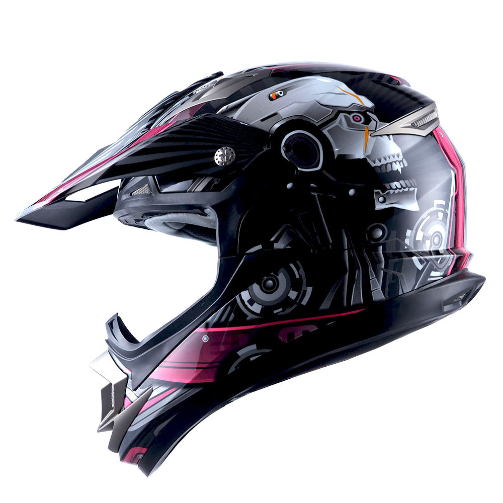 1Storm Adult Motocross Helmet Off Road MX BMX ATV Dirt Bike Mechanic HGXP14B + Motorcycle Bluetooth Headset