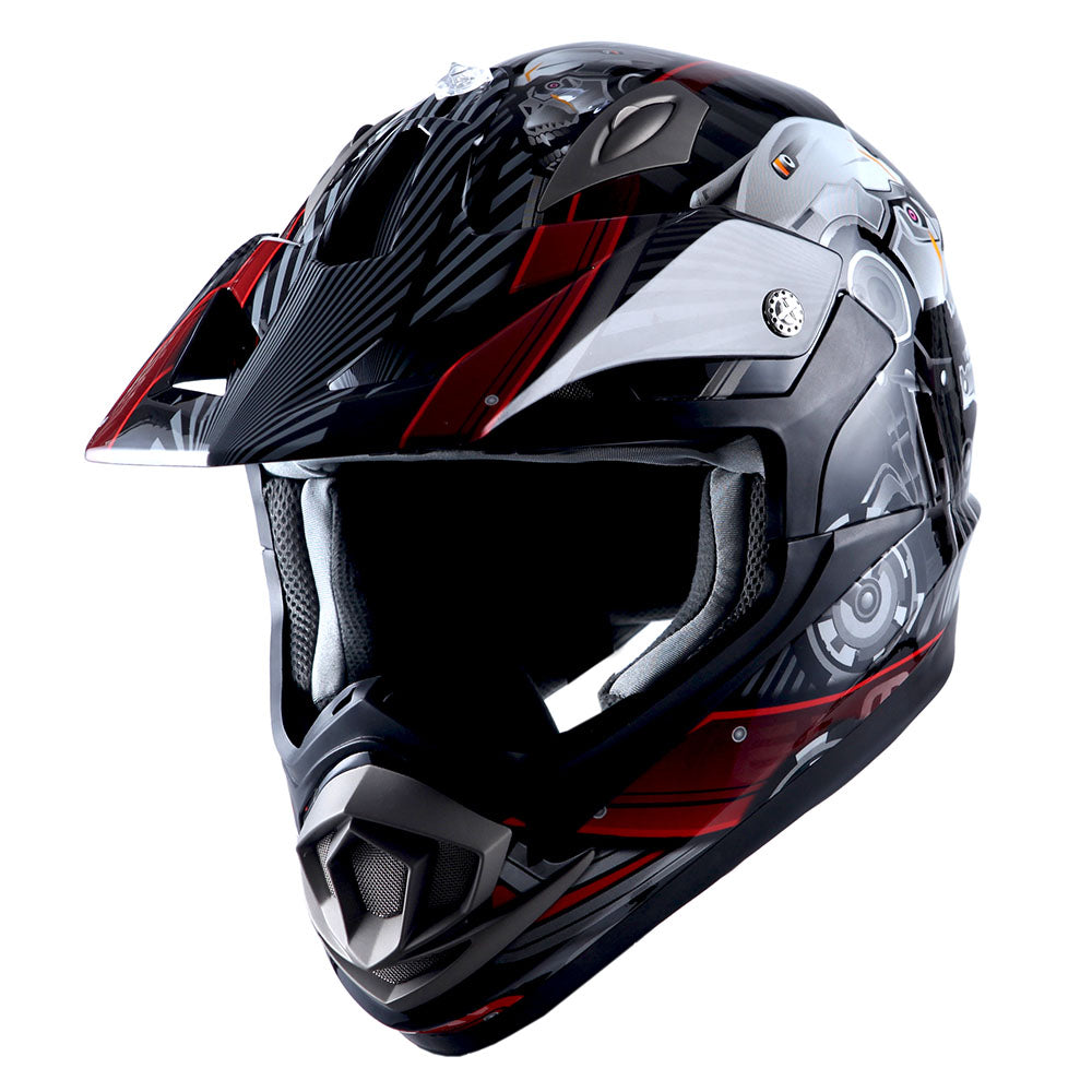 1Storm Adult Motocross Helmet Off Road MX BMX ATV Dirt Bike Mechanic HGXP14B + Motorcycle Bluetooth Headset