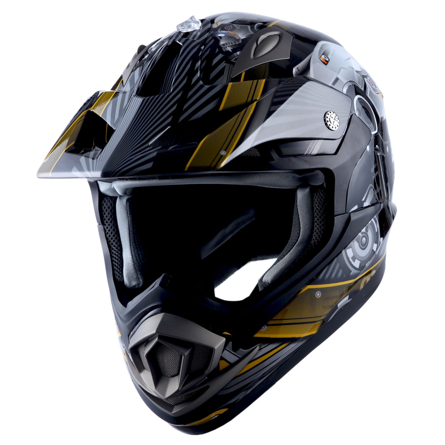 1Storm Adult Motocross Helmet Off Road MX BMX ATV Dirt Bike Mechanic HGXP14B + Motorcycle Bluetooth Headset
