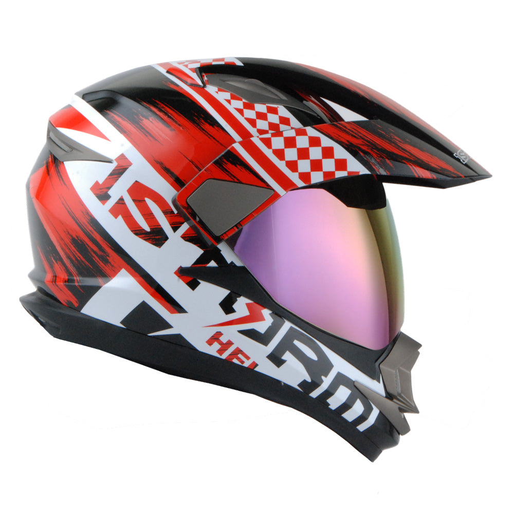 1Storm Dual Sport Helmet Motorcycle HGXP14A Full Face Motocross Off Road Bike + Motorcycle Bluetooth Headset