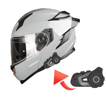 1Storm Motorcycle Modular Full Face Helmet DOT Adults Street Bike  Flip up Dual Visor Sun Inner Shield Anti Fog Pinlock Shield + Motorcycle Bluetooth Headset