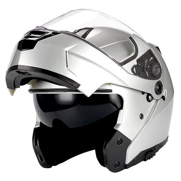 1Storm Motorcycle Street Bike Modular/Flip up Dual Visor Sun Shield Full Face Helmet: HJA119