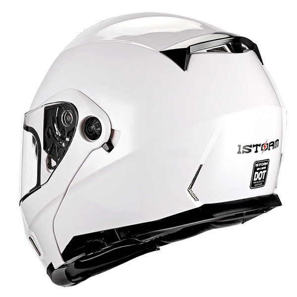 1Storm Motorcycle Street Bike Modular/Flip up Dual Visor Sun Shield Full Face Helmet: HJA119