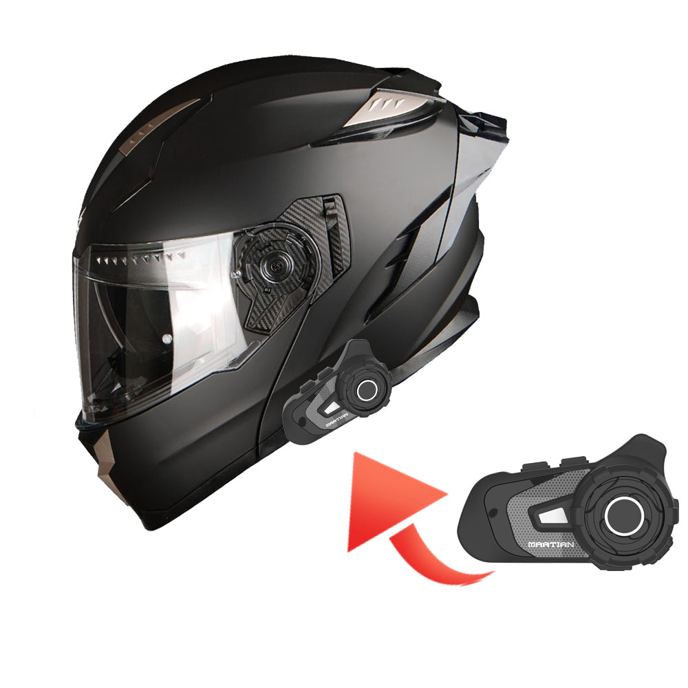 1Storm Motorcycle Modular Full Face Helmet DOT Adults Street Bike  Flip up Dual Visor Sun Inner Shield Anti Fog Pinlock Shield + Motorcycle Bluetooth Headset