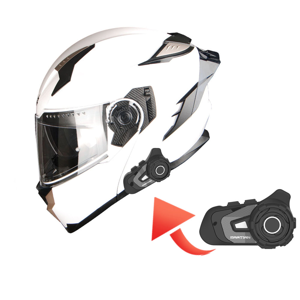 1Storm Motorcycle Modular Full Face Helmet DOT Adults Street Bike  Flip up Dual Visor Sun Inner Shield Anti Fog Pinlock Shield + Motorcycle Bluetooth Headset