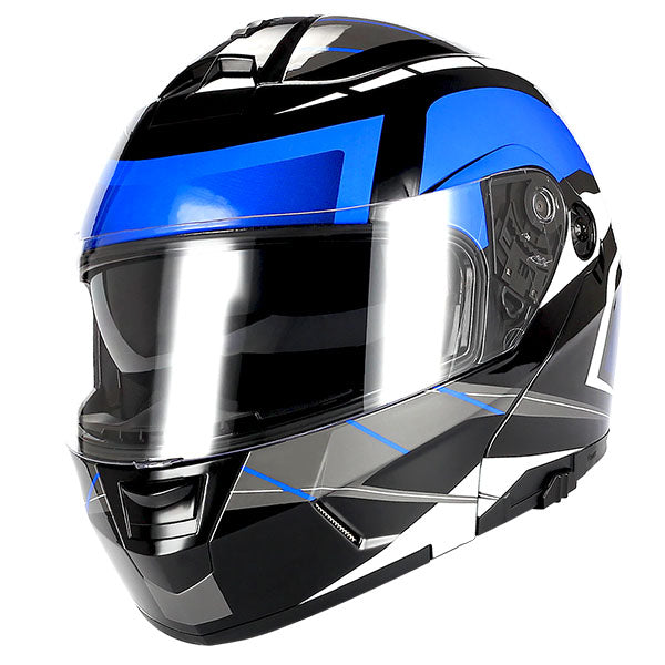 1Storm Motorcycle Street Bike Modular/Flip up Dual Visor Sun Shield Full Face Helmet: HJA119