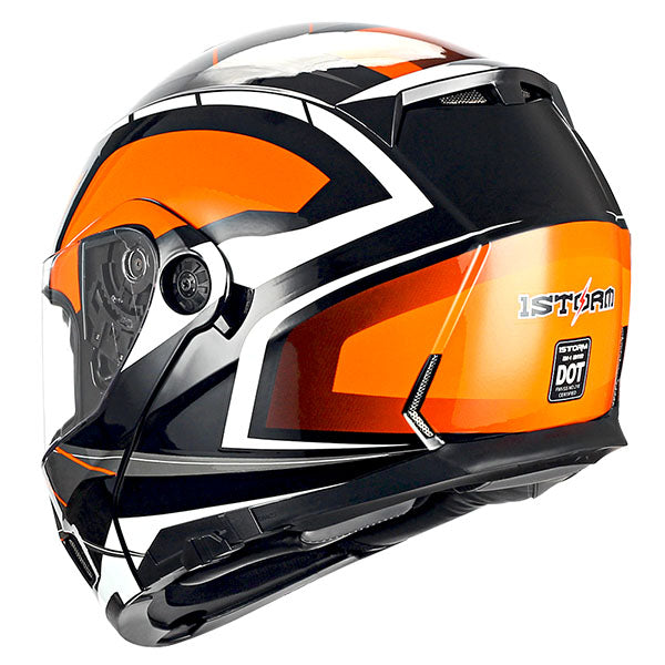 1Storm Motorcycle Street Bike Modular/Flip up Dual Visor Sun Shield Full Face Helmet: HJA119