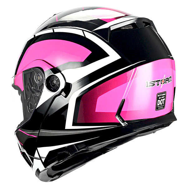 1Storm Motorcycle Street Bike Modular/Flip up Dual Visor Sun Shield Full Face Helmet: HJA119