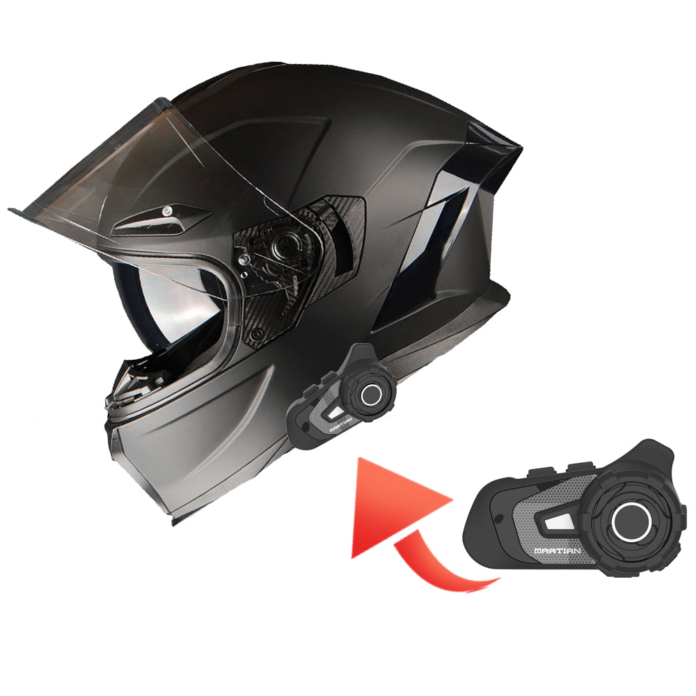1Storm Motorcycle Full Face Helmet Dual Lens/Sun Visor + Motorcycle Bluetooth Headset