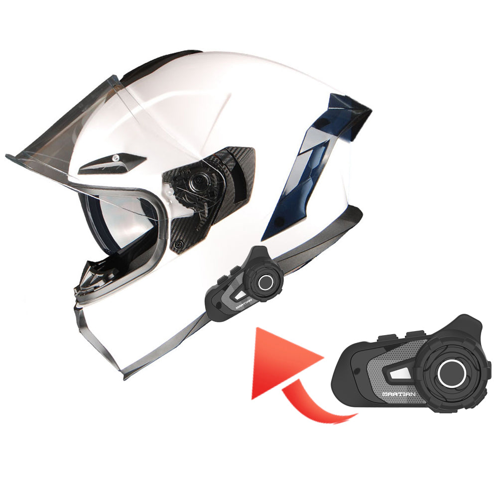 1Storm Motorcycle Full Face Helmet Dual Lens/Sun Visor + Motorcycle Bluetooth Headset